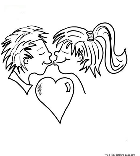 valentine couple kissing coloring pages  kids  kids coloring page