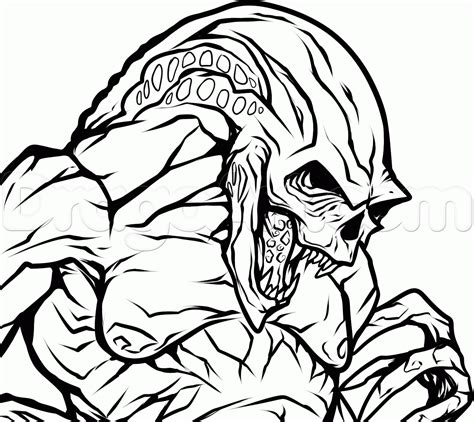 creepy alien coloring page  printable coloring pages  kids