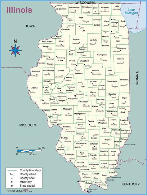 map  illinois counties  names towns cities printable