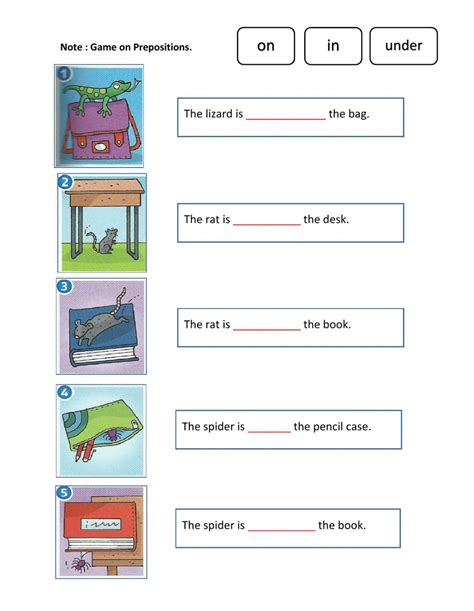 preposition worksheets  grade  kita