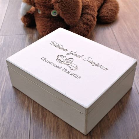 personalised wooden christening keepsake box  warners