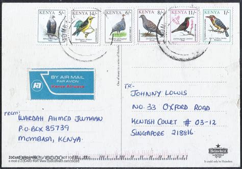 airmail labels  bird stamps  post cards kenya