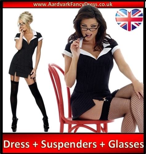 sexy secretary fancy dress costume office suit saucy stockings