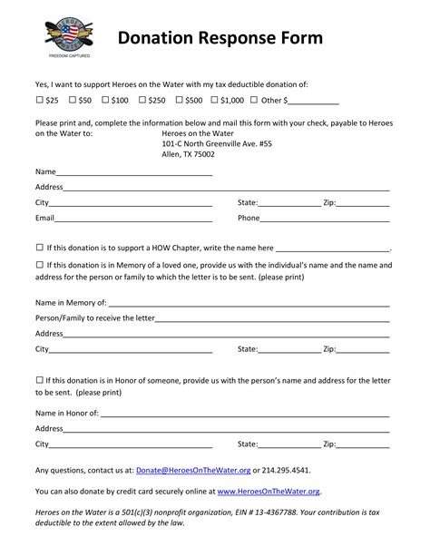 printable donation form template  classles democracy