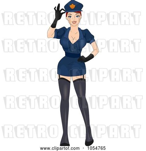 vector clip art of retro cartoon sexy female police