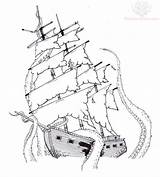 Ship Pirate Kraken Drawing Tattoo Outline Sinking Simple Sunken Ships Tattoos Designs Stencil Template Deviantart Stencils Getdrawings Choose Board Sleeve sketch template