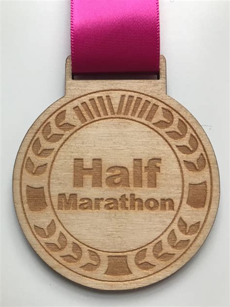 marathon wooden running medal etsy