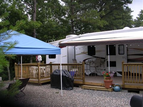 rv deck home tenders trailer deck campsite decorating rv camping