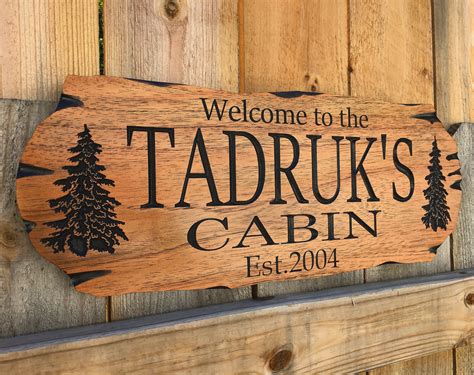 wooden carved sign spanish cedar outdoor sign pine trees