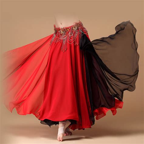 hot sale 2017 contrast colors women belly dance skirts side split full