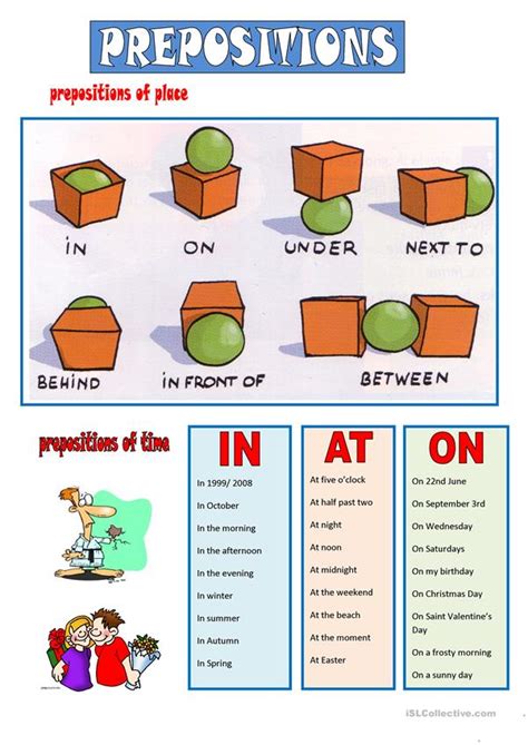 prepositions english esl worksheets  distance learning