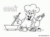 Coloring Cooking Cook Chef Pages Colorear Para Cocinero Cocina Inglés Trabajos Books sketch template