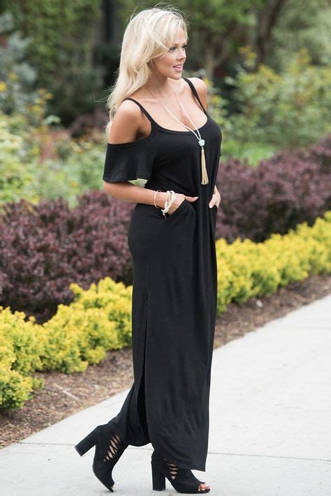 Elegant Black Sassy Open Shoulder Maxi Dress Black Simple