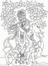 Krishna Coloring Lord Sketch Drawing Radha Pages Drawings Printable Colour Flute Kids Playing Painting Madhubani Cow Paintings Wallpaper Indian Baby sketch template