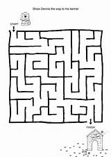 Maze Mazes Printable Easy Kids Children Games Pages Activities Dog Coloring Puppy Worksheet Worksheets Game Puzzles Printables Preschool Fun Lost sketch template