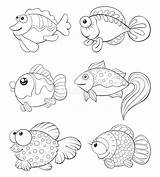 Colorare Pesci Bambini Fishes Relaxing Libro Vettoriale sketch template