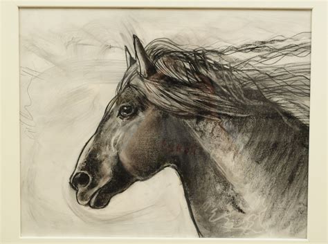 horse head ii  claire gillen charcoal horses painting