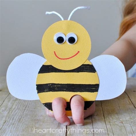 incredibly cute bee finger puppets craft bee crafts  kids bee
