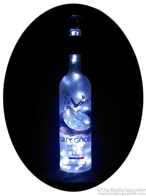 Upcycled Grey Goose Vodka Mood Therapy Liquor Bottle Light With White