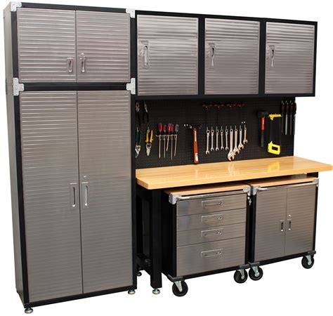 piece standard garage storage system timber workbench  pro tools buy garage storage systems