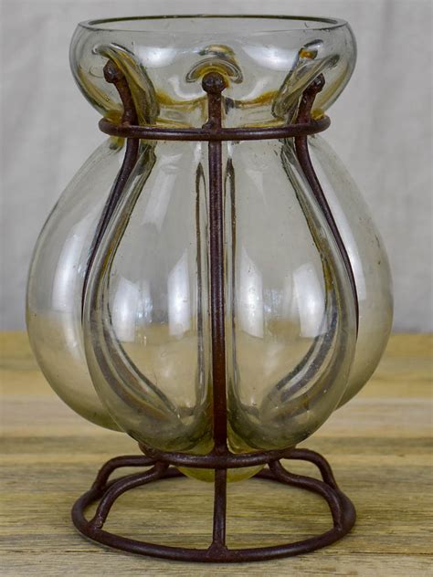 Tall Blown Glass Vase In Metal Frame Chez Pluie
