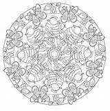 Mandala Spring Coloring Easy Pages Kids sketch template