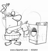 Laundry Clipart Room Dryer Coloring Cartoon Line Man Fresh Holding Tiny Shirt Pages Rf Royalty sketch template