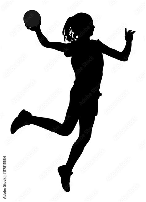 handball player in action vector silhouette illustration isolated on