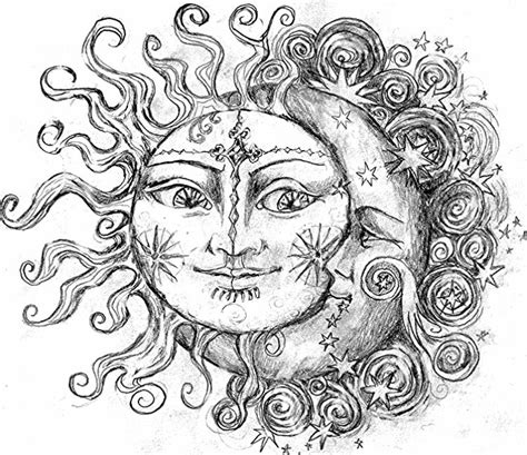 printable sun  moon coloring pages  adults kidsworksheetfun
