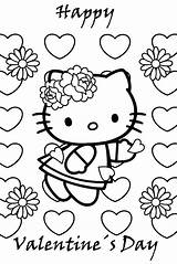 Coloring Kitty Pages Hello Valentines Happy Valentine Beach Color Sheets Printable Colouring Kids Cards Little Hearts Flower Christmas Girls Getcolorings sketch template