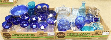 Large Lot Of Cobalt And Assorted Blue Glassware