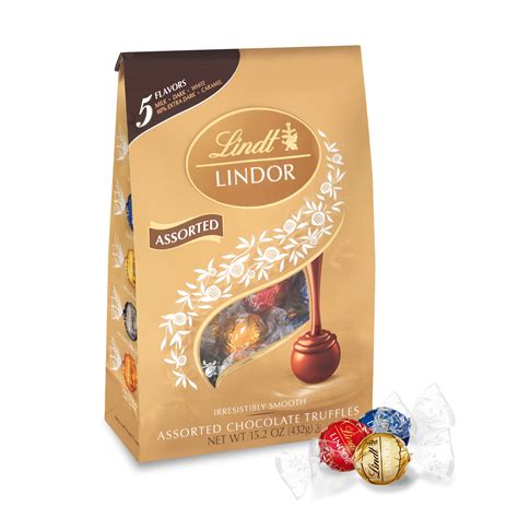 lindt lindor assorted chocolate candy truffles  oz bag  count