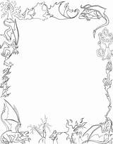 Border Coloring Paper Pages Dragons Deviantart Fantasy Printable Dragon Color Magic Mages Borders Book Blank Witch Frames Myth Holly Vector sketch template