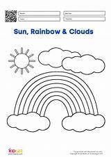Rainbow Coloring Pages Kids Kidpid Clouds Sun sketch template