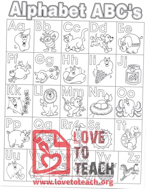 abcs coloring page lovetoteachorg