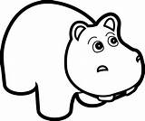 Hippo Line Clipart Svg Coloring Cute sketch template