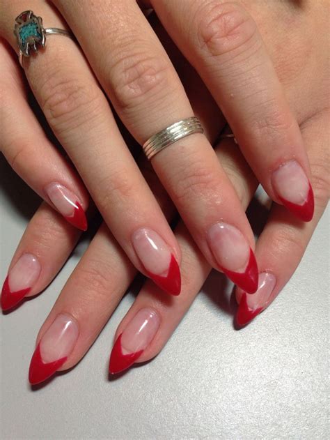 pin  cheska  beauty ideas   red tip nails red nails