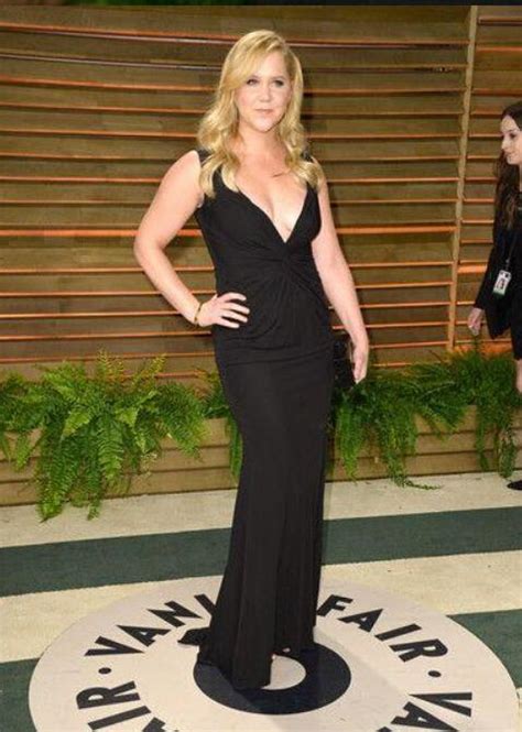 Amy Schumer Dresses 2015 Plunging Neckline Sexy Long Red