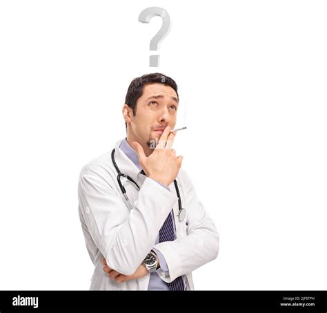 doctor smoking  cigarette  thinking  question mark