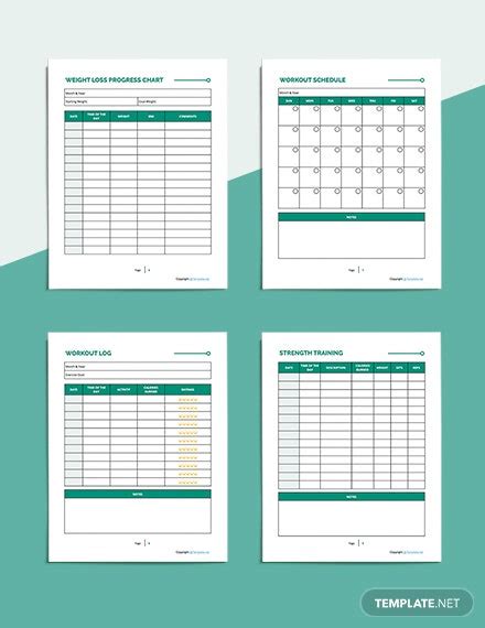 printable fitness planner template word apple pages