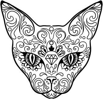 day   dead cat skull coloring pages cat coloring page coloring