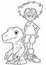 Digimon Veemon Digimons Agumon Coloringhome Taichi Kamiya Gomamon sketch template