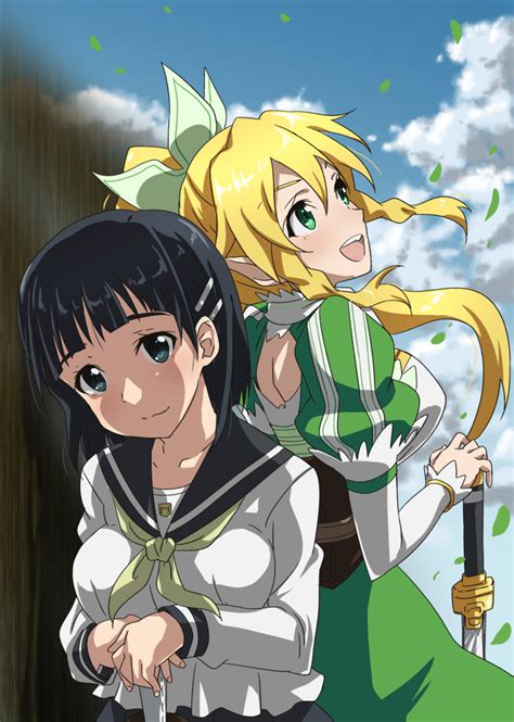 Leafa And Kirigaya Suguha Sword Art Online Drawn By