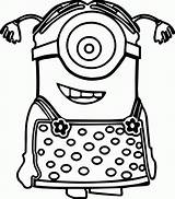 Coloring Minion Pages Girl Cute Little Fun sketch template