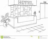 Reception Hotel Lobby Sketch Interior Graphic Illustration Vector sketch template