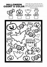 Halloween Activity Printable Kids Spy Color Count Worksheet sketch template