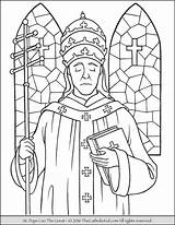 Coloring Catholic Pope Leo Saints Thecatholickid Attila Heilige sketch template