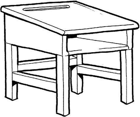 school desk black  white clipart clip art library