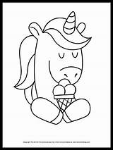 Unicorn Coloring Pages Ice Cream Eating Printables Color Galore Fun sketch template