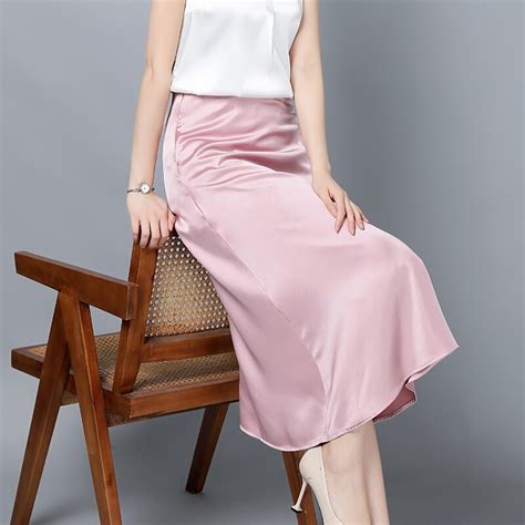 summer satin long skirts for women silk midi skirts womens korean